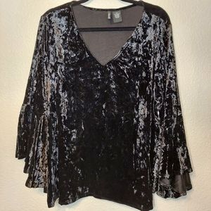 3x New Directions black velour crushed velvet  blouse